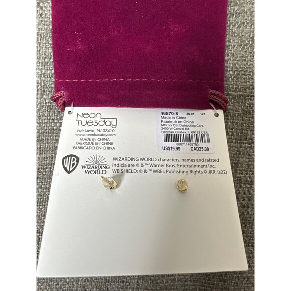 Harry Potter Wizarding World Sterling Silver Hedwig Owl Stud Earrings Gift Pouch - Picture 3 of 3